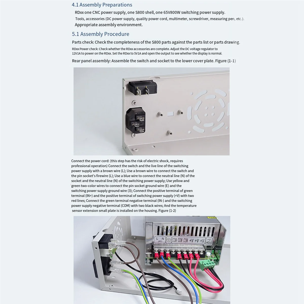 NUEVO Y CALIENTE RD RD6012 RD6018 Fuente de alimentación conmutada 65V 800W Fuente de alimentación digital Carcasa S800 para kit convertidor de voltaje de carcasa de hierro