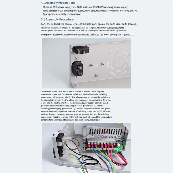 NUEVO Y CALIENTE RD RD6012 RD6018 Fuente de alimentación conmutada 65V 800W Fuente de alimentación digital Carcasa S800 para kit convertidor de voltaje de carcasa de hierro
