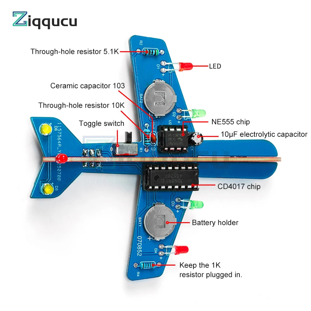 Barkács elektronikai készlet LED áramlási lámpával ellátott repülőgép-modellkészlet Barkács elektronikai hegesztő gyakorlókészlet Elektronikus tudomány összeszerelőkészlet