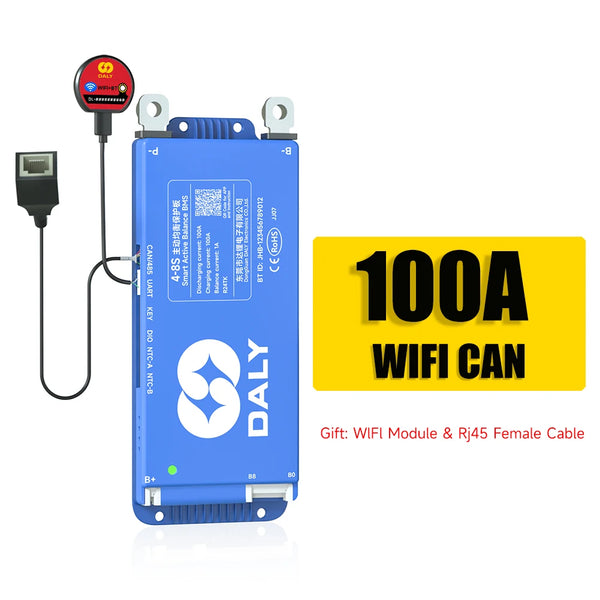 Daly BMS WiFi Active BMS 250 amperios for Lifepo4 4S 8S 24S 100A 150A 200A 500A Active Balance 1A Built-in BT 7S 24V 12V 48V