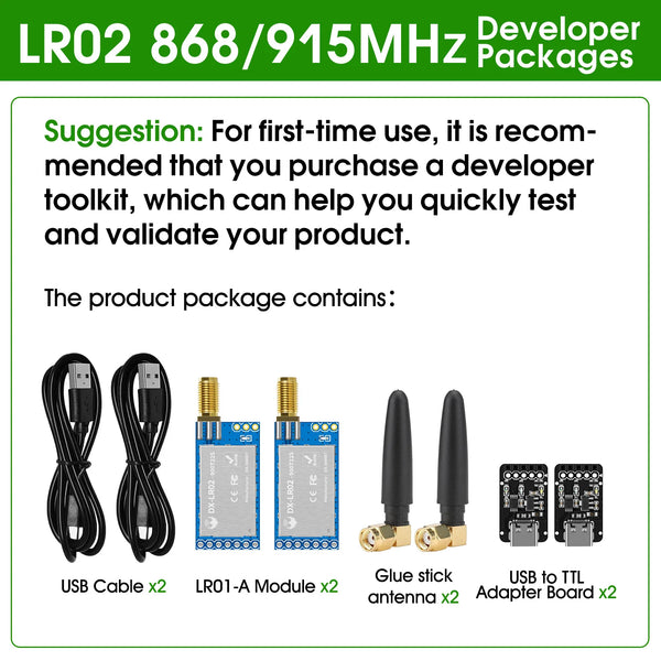 LoRa Module LRO2 Product Kit ASR6601 433M Wireless Long Range 8km Spread Spectrum Transmission DIP for Smart Meter Reading