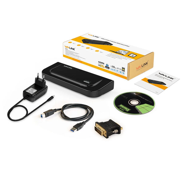Wavlink USB 3.0 Universal Displaylink Dockingstation, unterstützt Dual 2K@60Hz HDMI/DVI, externes Gigabit-Ethernet für Laptop/PC/Mac
