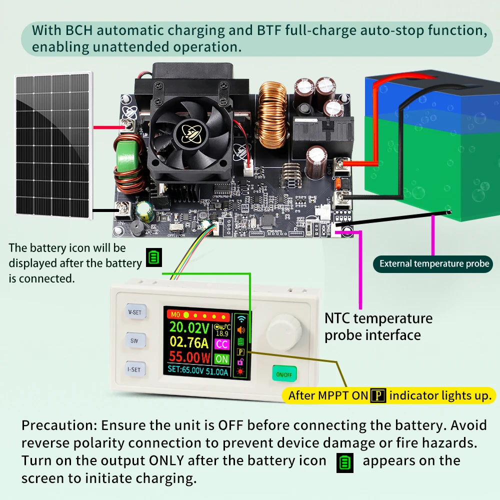 XY6550S 3250W 50A CNC Buck Power Supply Direct Current Stabilized Voltage Constant Voltage and Current Step-down Module MPPT