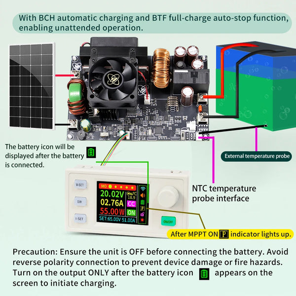 XY6550S 3250W 50A CNC Buck Power Supply Direct Current Stabilized Voltage Constant Voltage and Current Step-down Module MPPT