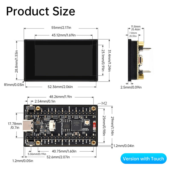 ESP32-C6 1.9 Inch Capacitive Touch Display IPS 170×320 LCD Camera Touch Option Supports WiFi Bluetooth Development Board ESP-32