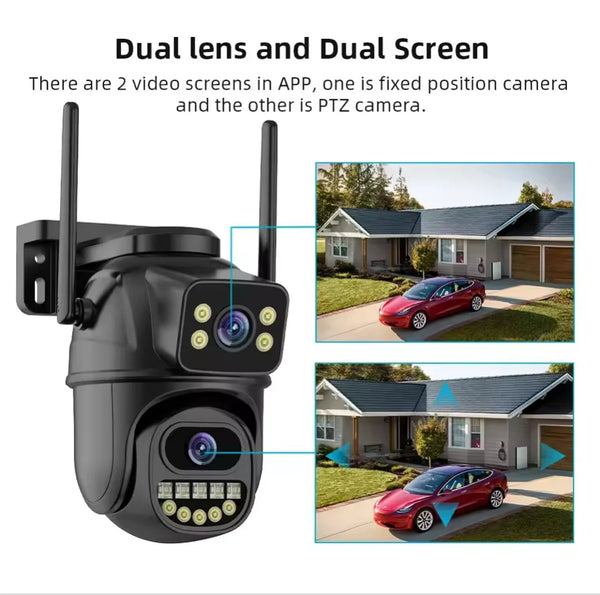 4K 8MP HD WIFI PTZ IP Cam 4X Zoom Dual Screen Auto Tracking Home Security Outdoor 4MP CCTV Surveillance ICSEE APP