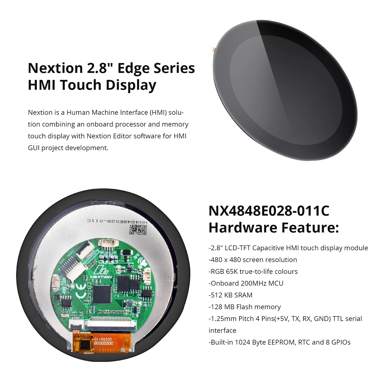 NEXTION NX4848E028-011C 2.8″ LCD-TFT Capacitive HMl Touch Display Module Edge Series Screen Panel Touchscreen Without Enclosure