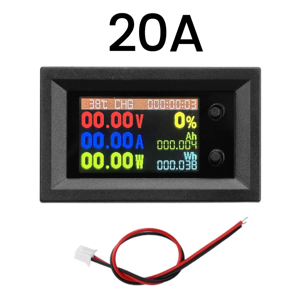 DC7~200V Digital Power Energy Voltmeter Ammeter Bi-Directional Metering Coulometer Battery Tester 9 in 1 Multi-Function Tester