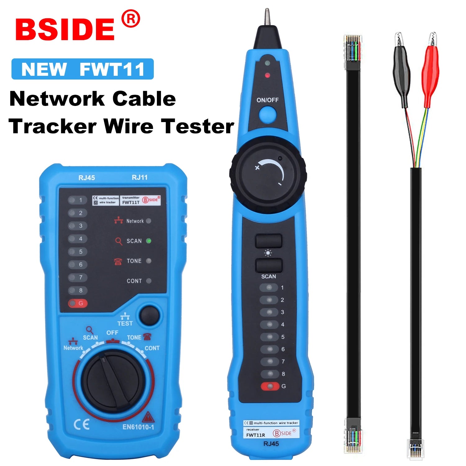 BSIDE FWT11 Network Cable Tracker Wire Tester RJ11 RJ45 Cat5Cat6 Ethernet LAN Detector Line Finder Telephone Wire Tracker Finder