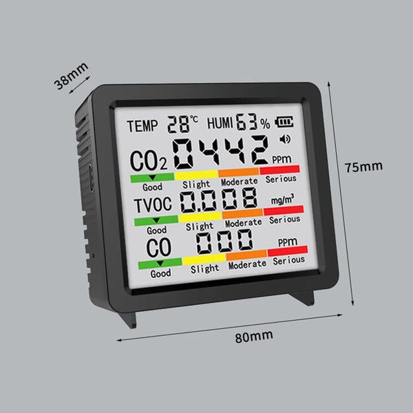 5-in-1 Air Quality Detector Temperature Humidity Meter CO2 HCHO TVOC Air Quality Monitor detail image 8