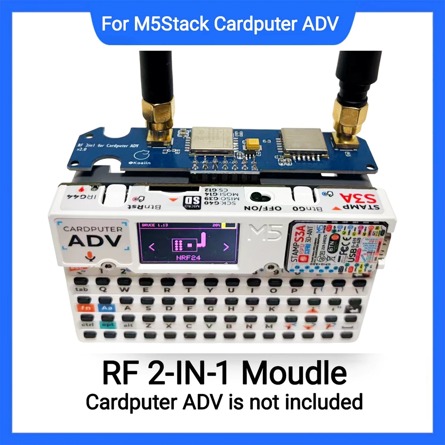 Upgraded 2-in-1 RF Module For M5Stack Cardputer ADV NRF24+CC1101 Compatible, 2.4GHz 433MHz Wireless Board, Enhanced Filtering