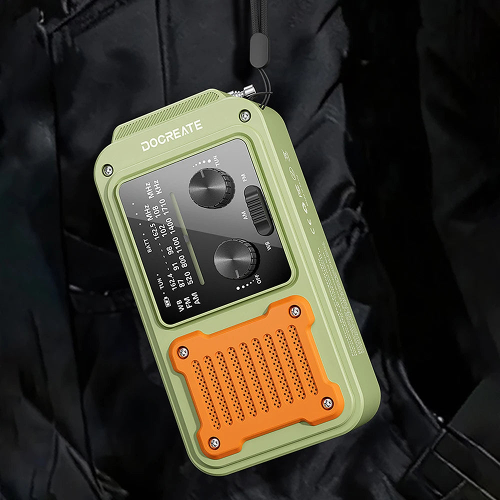 DC 5V 2A 7-in-1 87-108MHZ Multi-Function Emergency Radio: AM/FM/WB Full-Band Portable Radio with USB-C Interface