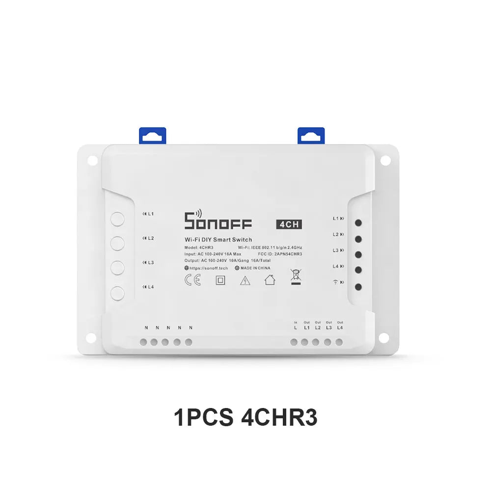 SONOFF 4CHR3 4CHPROR3 4-gang/4 Way Wifi Smart Switch 433mhz RF Control Smart Home Support Alexa Google Smartthings Alice eWeLink