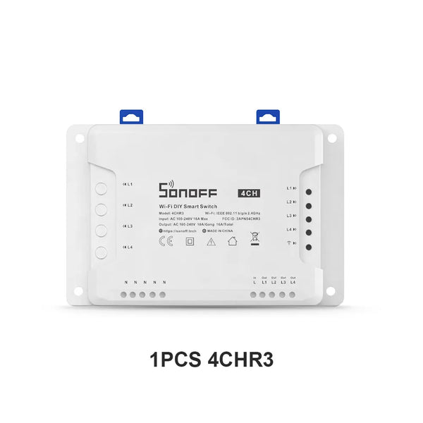 SONOFF 4CHR3 4CHPROR3 4-gang/4 Way Wifi Smart Switch 433mhz RF Control Smart Home Support Alexa Google Smartthings Alice eWeLink
