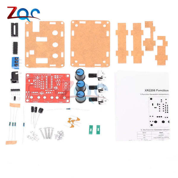Kit fai da te generatore di segnale funzionale XR2206 da 1Hz a 1MHz, uscita sinusoidale/triangolare/quadra, frequenza e ampiezza regolabili.