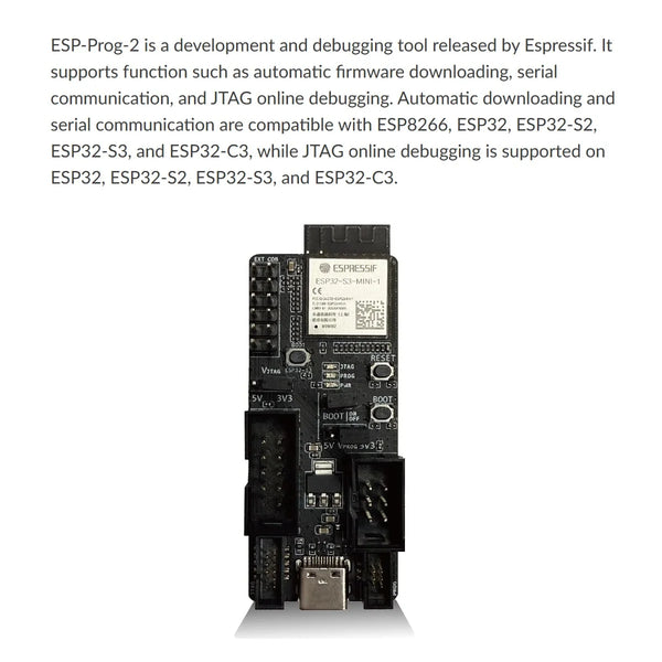 Espressif ESP-Prog-2 Debugger Serial Communication, JTAG In-Circuit Debugging, Firmware Auto Downloader