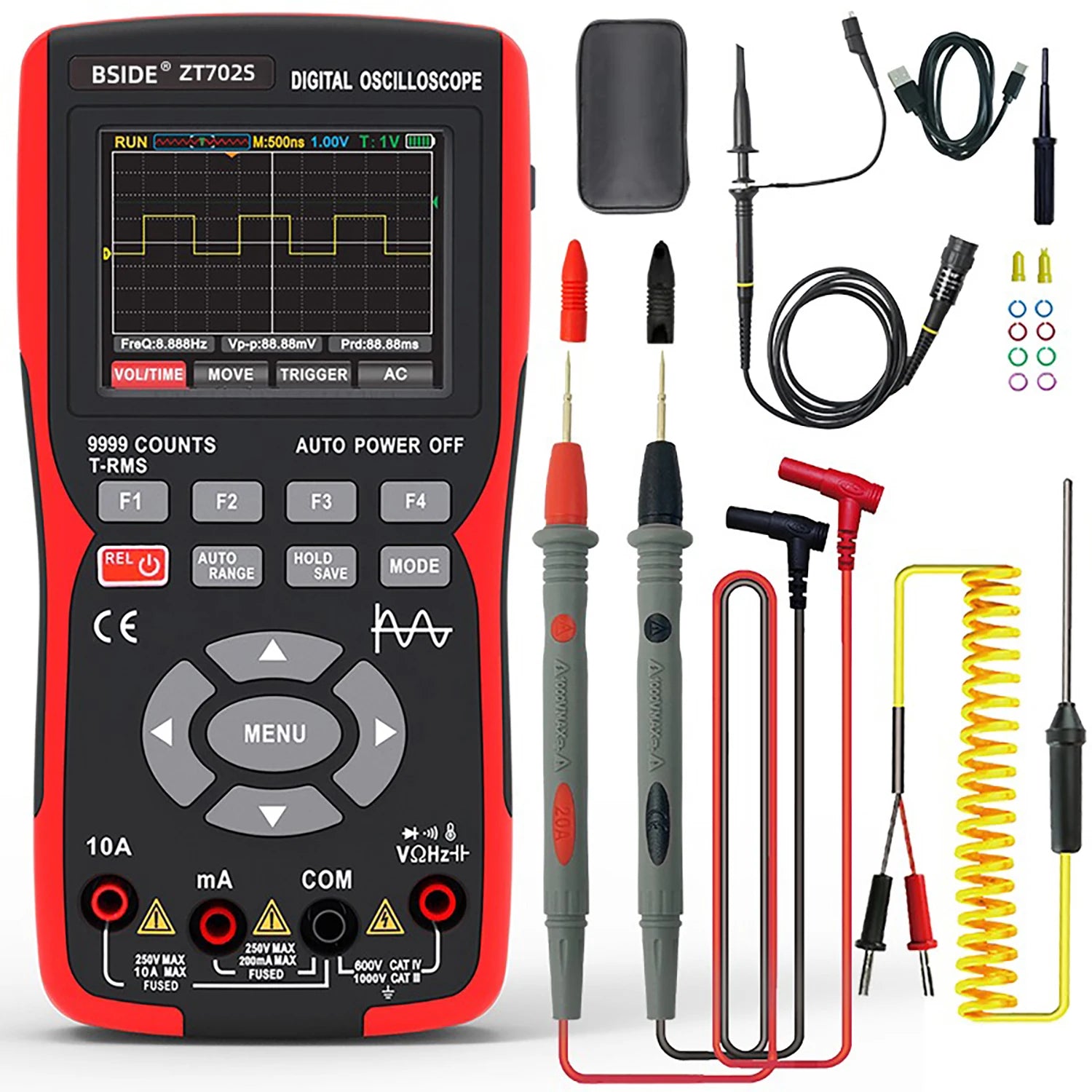 BSIDE ZT702S Handheld Oscilloscope Multimeter Professional Digital Multiteter Electrician Current Capacitance Resistance Tester