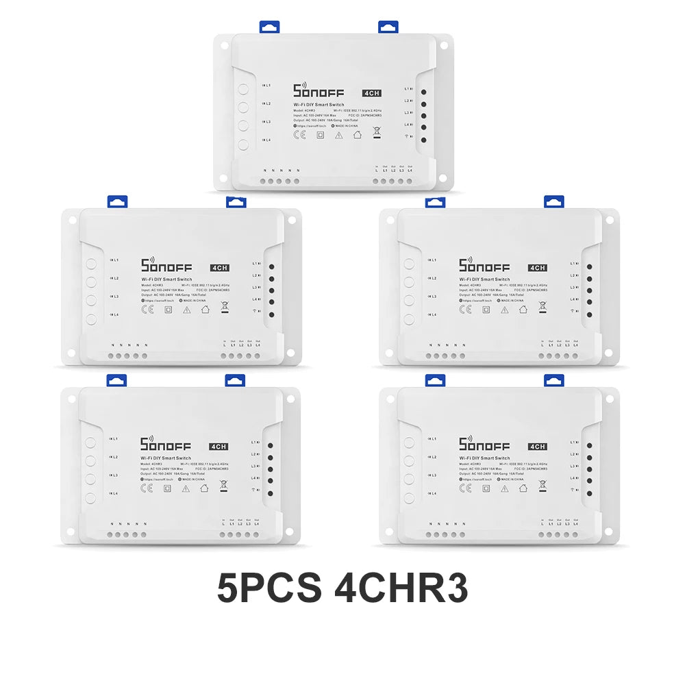 SONOFF 4CHR3 4CHPROR3 4-gang/4 Way Wifi Smart Switch 433mhz RF Control Smart Home Support Alexa Google Smartthings Alice eWeLink