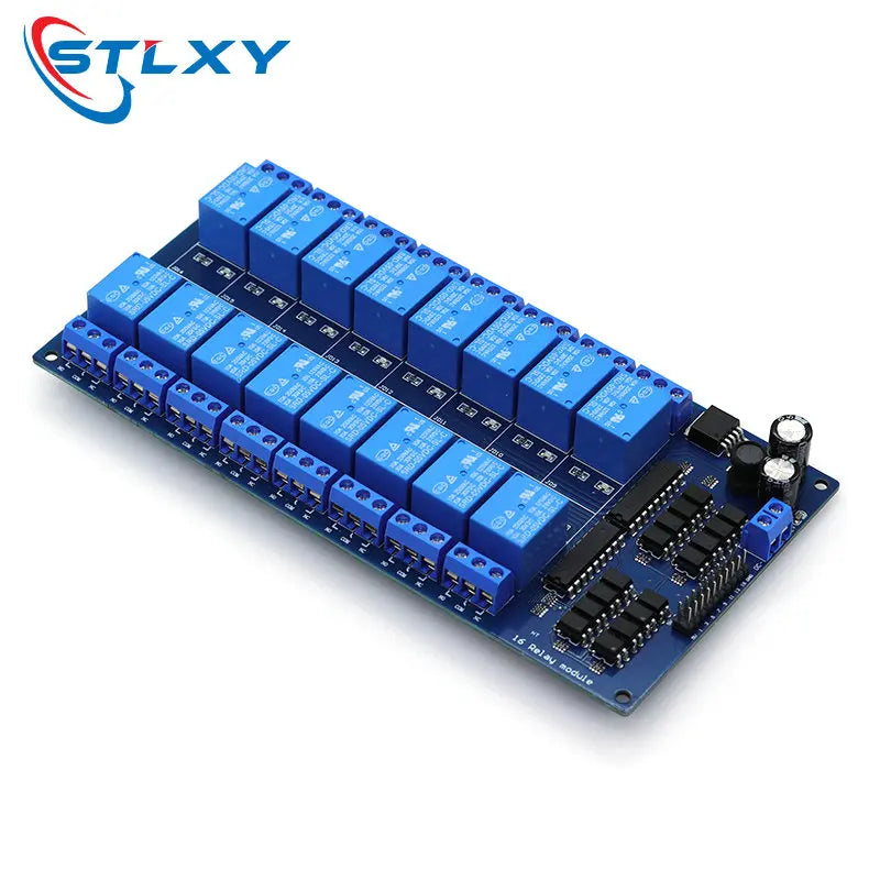 16 Channel Relay Shield Module DC 5V 12V 24V with Optocoupler LM2576 Microcontrollers Interface Power Relay For Arduino DIY Kit