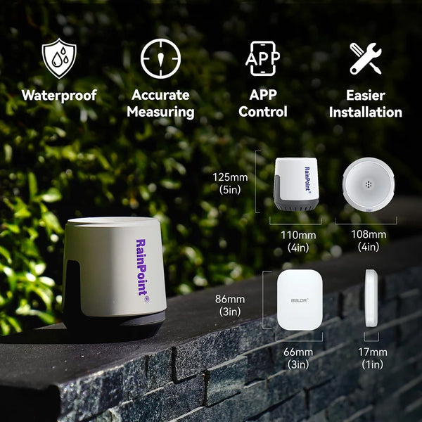 RAINPOINT Wireless Digital Rain Gauge Outdoor With App - Smart Rain Sensor With Accurate Rain Gauge Monitoring