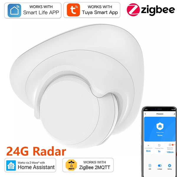 Sensore di presenza umana Tuya Zigbee Pro 24G Rilevatore radar MmWave Controllo tramite APP per Assistente domestico Protezione di sicurezza intelligente