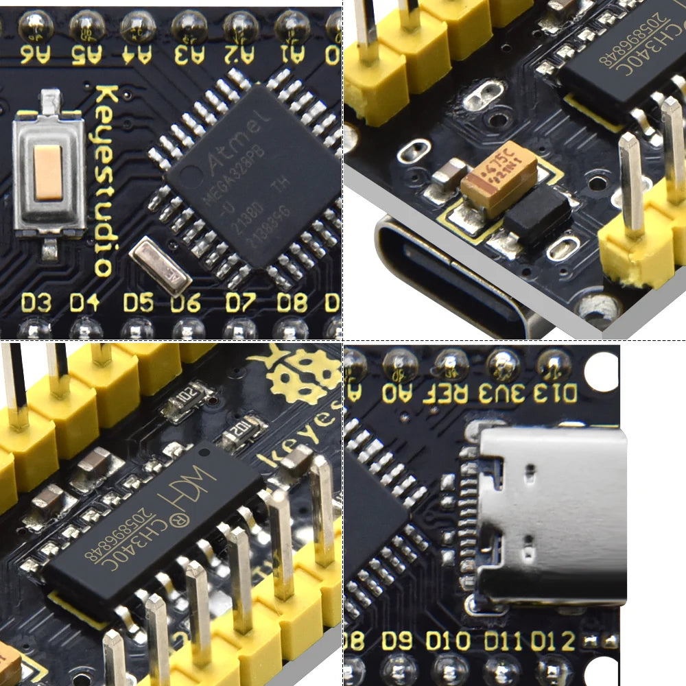 Keyestudio16MHz ATMEGA328P CH340 NANO Development Board With Bootloader+USBCable Compatible with Arduino NANO DIY Electronic Kit
