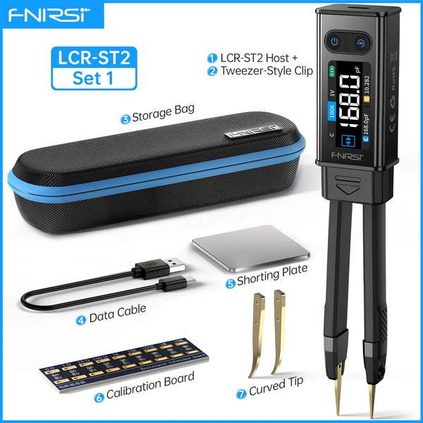 FNIRSI LCR-ST2 2-in-1 Digital Tweezer Bridge LCR ESR Meter SMD Test Kelvin Clip Electronic Component Multifunctional Tester Tool