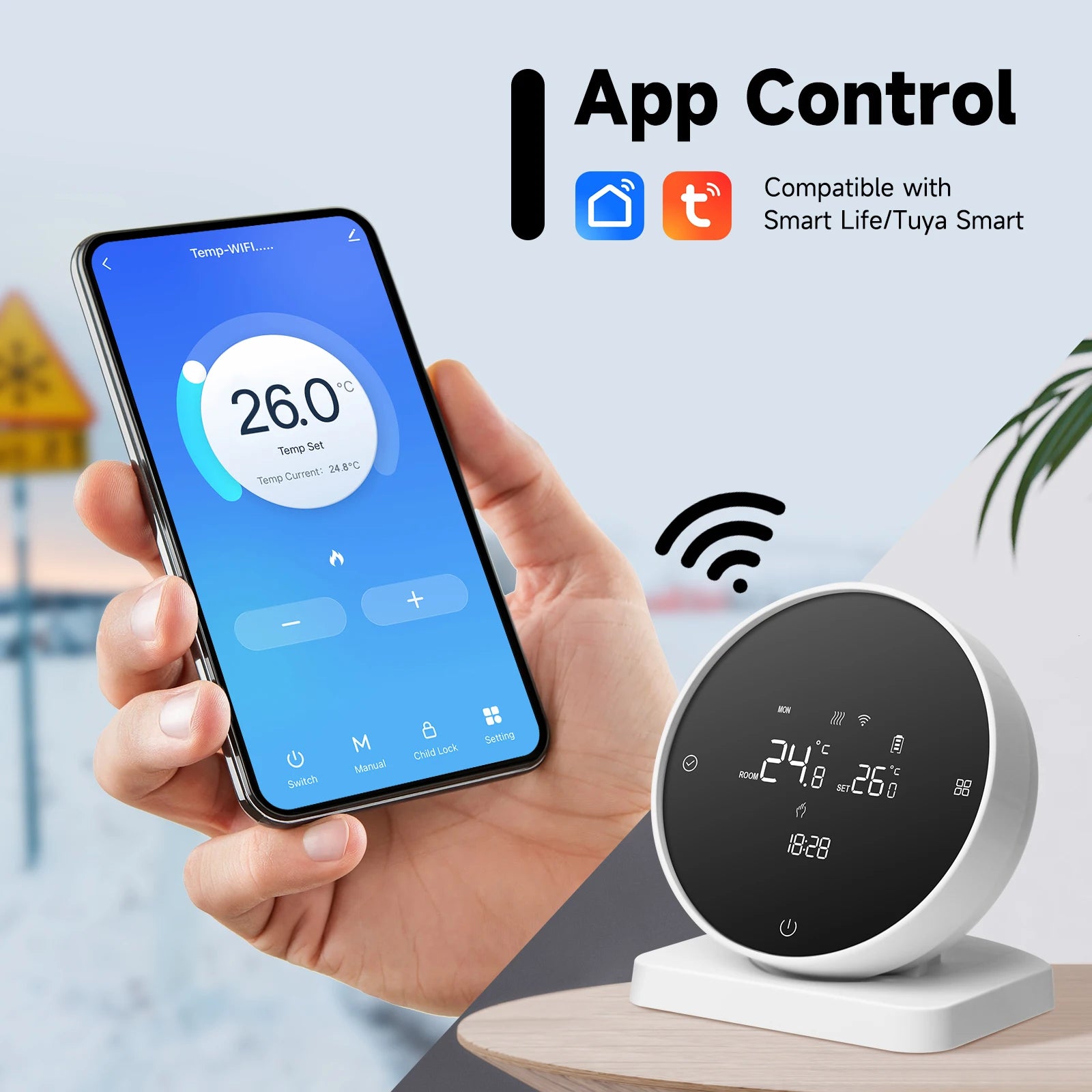 Beok Wireless Wifi Thermostat for Gas Boiler Heating Tuya Battrery RF Temperature Controller Alice Google Home