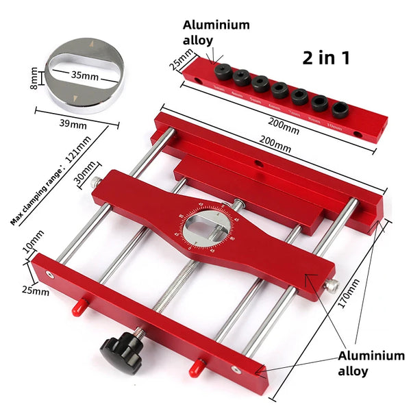 Woodworking 2 in 1 Punch Locator Gadget Precision Mortising Jig and Loose Tenon Joinery Jig Wood Engraving Machine Punching Tool