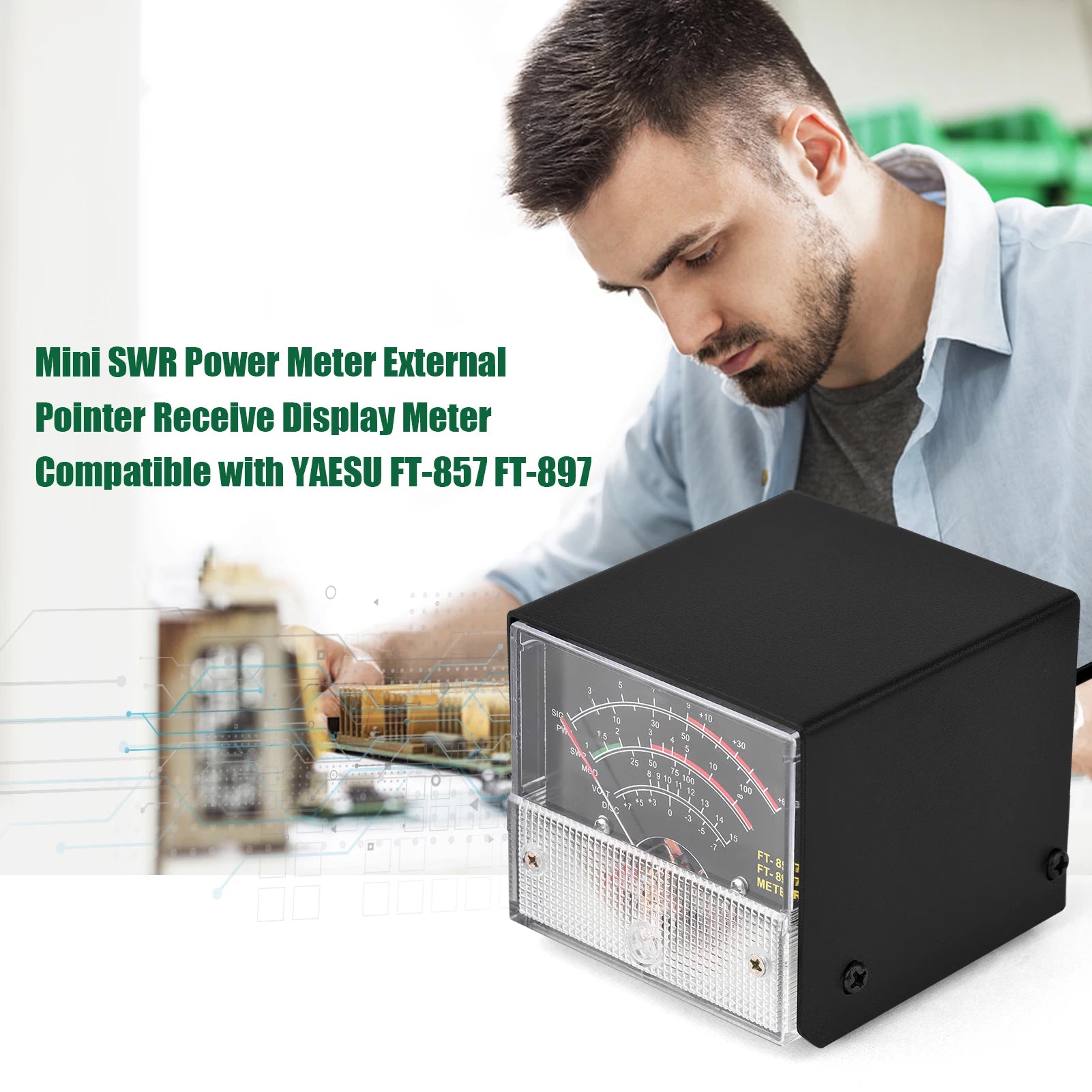 Mini SWR Power Meter External Meter Pointer Wattmeter Receive Display Meter Compatible with YAESU FT-857 FT-897