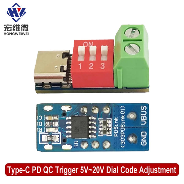 Type-C PD QC Trigger 5V~20V Dial Code Adjustment DC Voltage Power Module Dial Adjustment Voltage Fast Charging Decoy Module