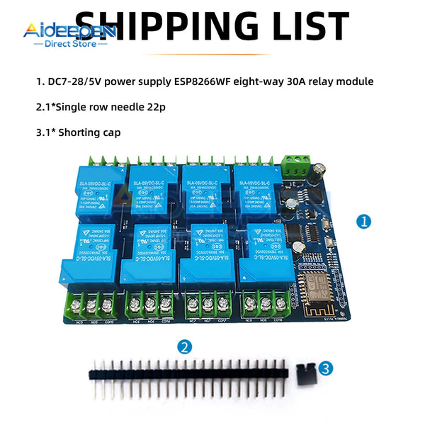 ESP8266 ESP-12F Development Board 8 Channels DC 7-28/5V 30A WiFi Relay Module for DIY Smart detail image 6