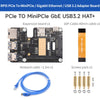 PCIe to MiniPCIe / Gigabit Ethernet / USB 3.2 Gen1 HAT for Raspberry Pi 5 Extend 2-Ch USB 3.2 Gen1 1x Gigabit Ethernet Ports