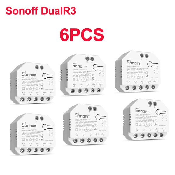 SONOFF Dual R3 2 Gang Wifi Smart Switch Dual Relay Module With Power Metering Smart Roller Shutter Switch Control Via ewelink