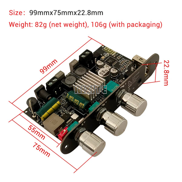 ZK-1001U 100W Bluetooth 5.3 Mono TPA3116D2 Amplifier Board Module Supports APP AUX USB Flash Drive USB Sound Card DC 9-24V