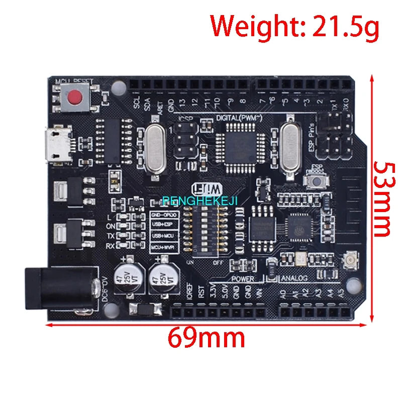 UNO+WiFi R3 ATmega328P+ESP8266 CH340 (32Mb di memoria) 6V-9V USB-TTL CH340G per Arduino NodeMCU WeMos una scheda di sviluppo