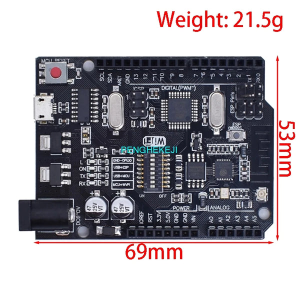 UNO+WiFi R3 ATmega328P+ESP8266 CH340 (32Mb di memoria) 6V-9V USB-TTL CH340G per Arduino NodeMCU WeMos una scheda di sviluppo
