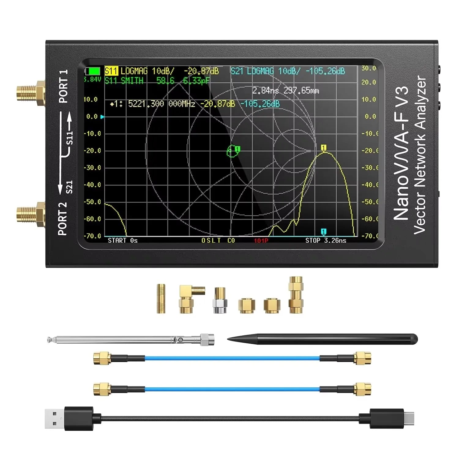 New NanoVNA-F V3 Vector Network Analyzer 1MHz-6GHz 4.3 Inch HF VHF UHF VNA Antenna Analyzer Measuring S-Parameter Voltage SWR