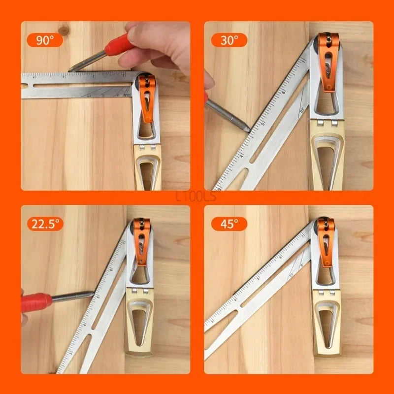 Movable Angle Ruler 90/45 Degree Combination Folding Scriber Tool 8:1/6:1 Dovetail Tenon Gauge Carpentry Precision Marking Gauge