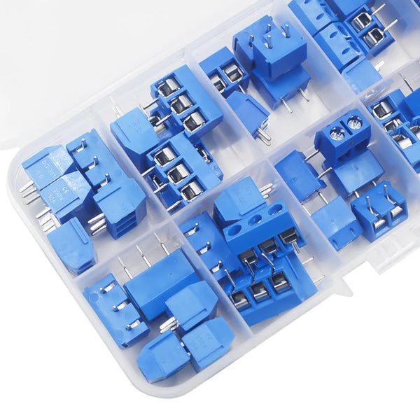 50Pcs/BOX Green Blue Pitch 5.0mm Straight Pin 2P 3P Screw PCB Terminal Block Connector 10A 300V 24-18AWG