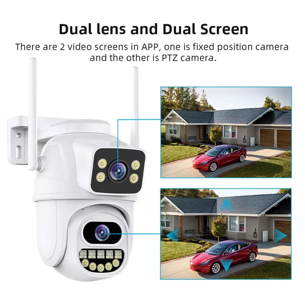 4K 8MP HD WIFI PTZ IP Cam 4X Zoom Dual Screen Auto Tracking Home Security Outdoor 4MP CCTV Surveillance ICSEE APP
