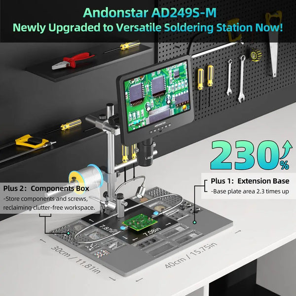 Andonstar AD249SM-Plus HDMI Digital Microscope 2000X  10.1'' IPS Screen for PCB/SMD Soldering Microscope Phone Watch Repairing