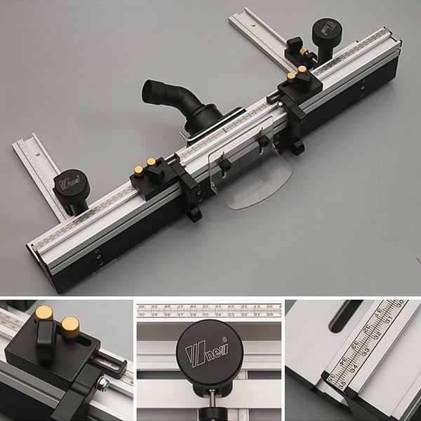 WNew 700mm Router Table Aluminum Fence System Inverted Trimming Machine Accessories with 30cm T Track Sliding Brackets Bit Guard