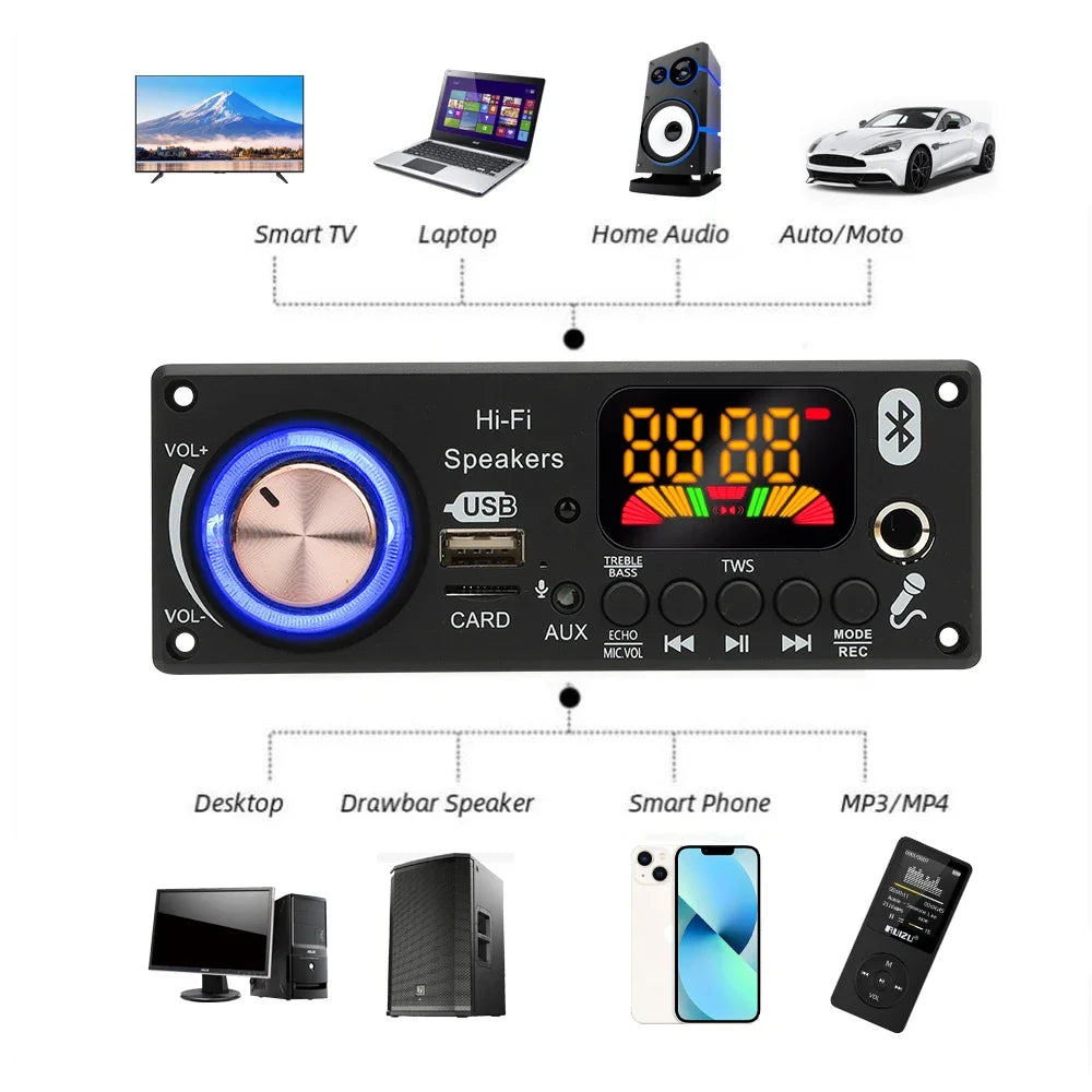 200W DIY Home Digital Amplifier MP3 Decoder Board 100W Audio Power Bluetooth 5.3 FM For detail image 4