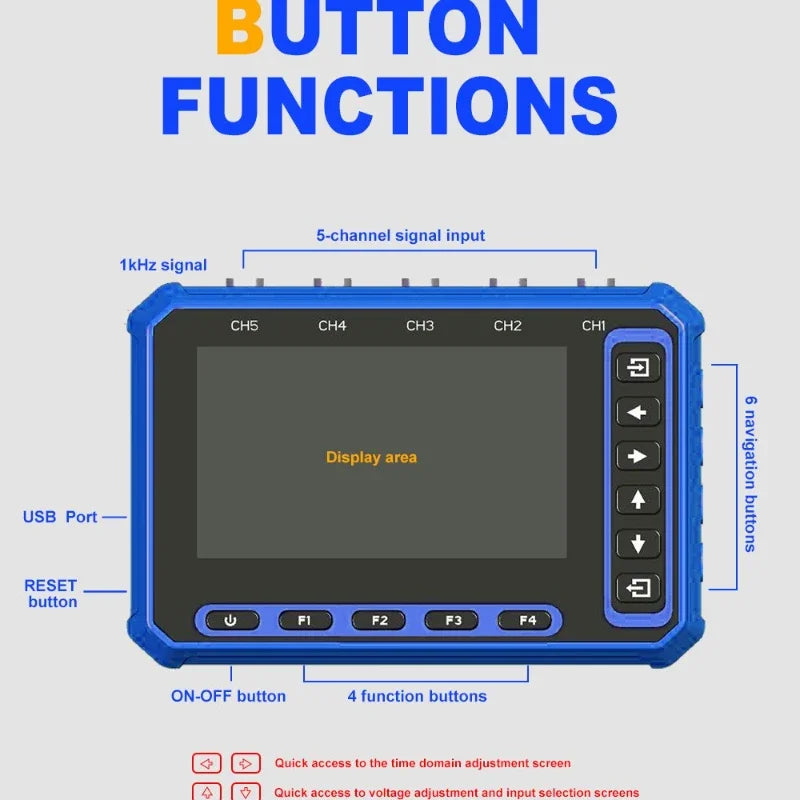 TOOLTOP OS-5C Five-channel Oscilloscope 1MHZ bandwidth 3M sampling rate Digital oscilloscope