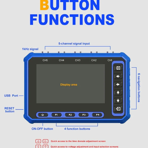 TOOLTOP OS-5C Five-channel Oscilloscope 1MHZ bandwidth 3M sampling rate Digital oscilloscope