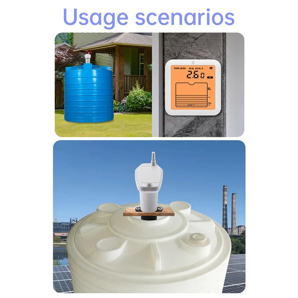 TS-FT007 Digital Water Tank Water Level Gauge Ultrasonic Liquid Level Gauge Liquid Level High and Low Alarm IP65 Water Level