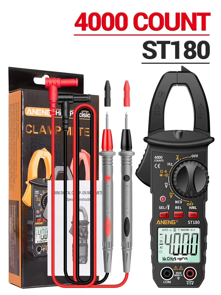 ANENG ST180 Digital Clamp Meter 4000 Counts Ammeter Voltage Multimeter AC Current Tester Car Test Capacitance NCV Ohmmer Tools