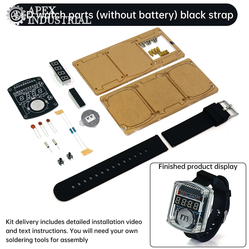 Kit fai da te per orologio elettronico, display digitale a tubo LED, microcontrollore, assemblaggio di circuiti stampati, pratica di saldatura creativa.