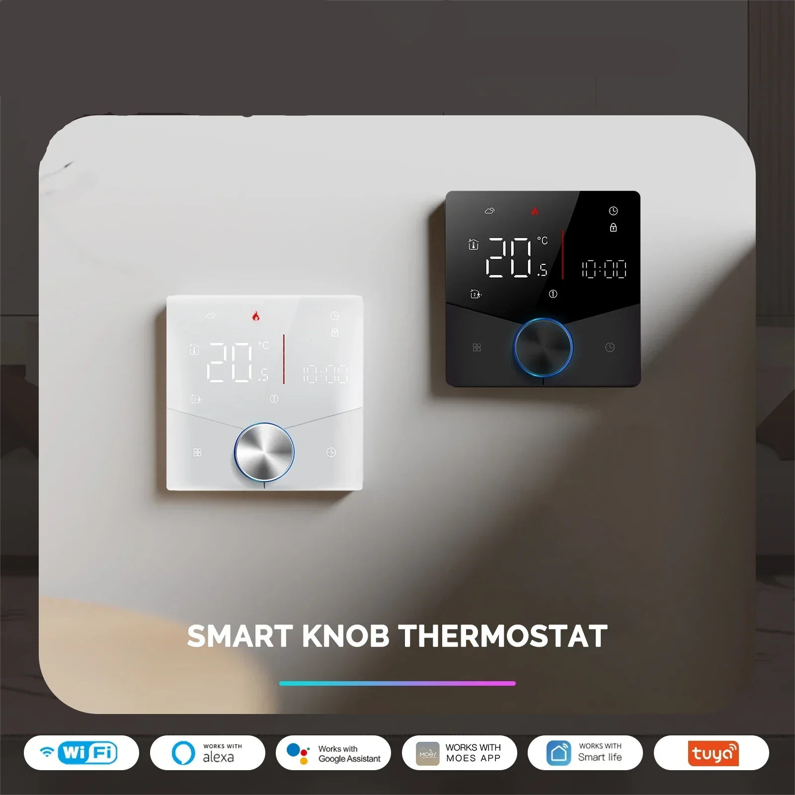 MOES WiFi Smart Heating Knob Thermostat LCD Display Touch Screen Temperature Controller For Water Gas Boiler Electric Heating